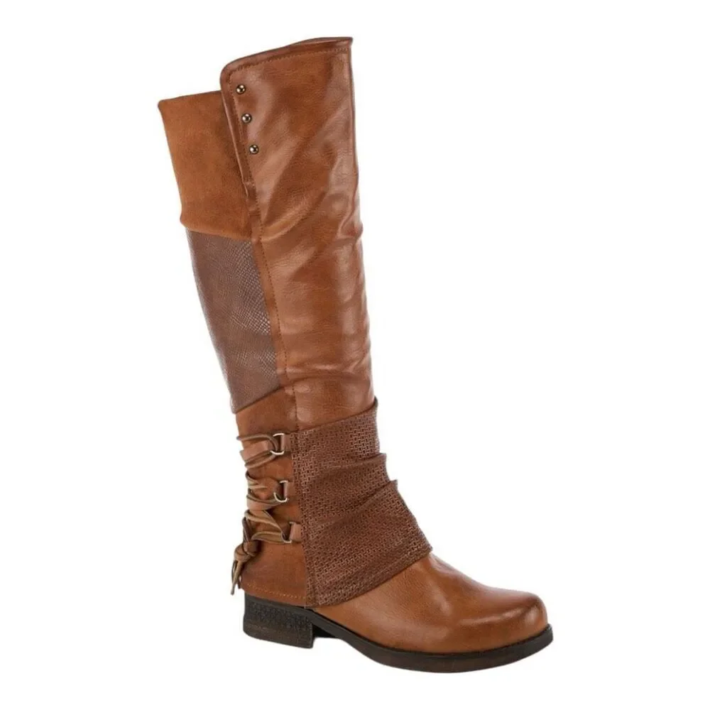 Patrizia MAXIE Manmade Leather Riding Boots By Spring Step Women’s 41 Camel